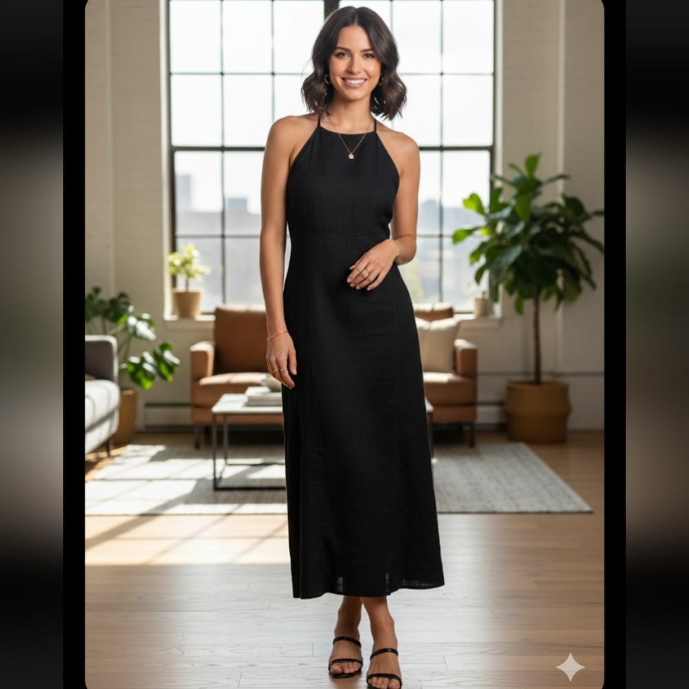 Country Road Linen Halter Maxi Dress